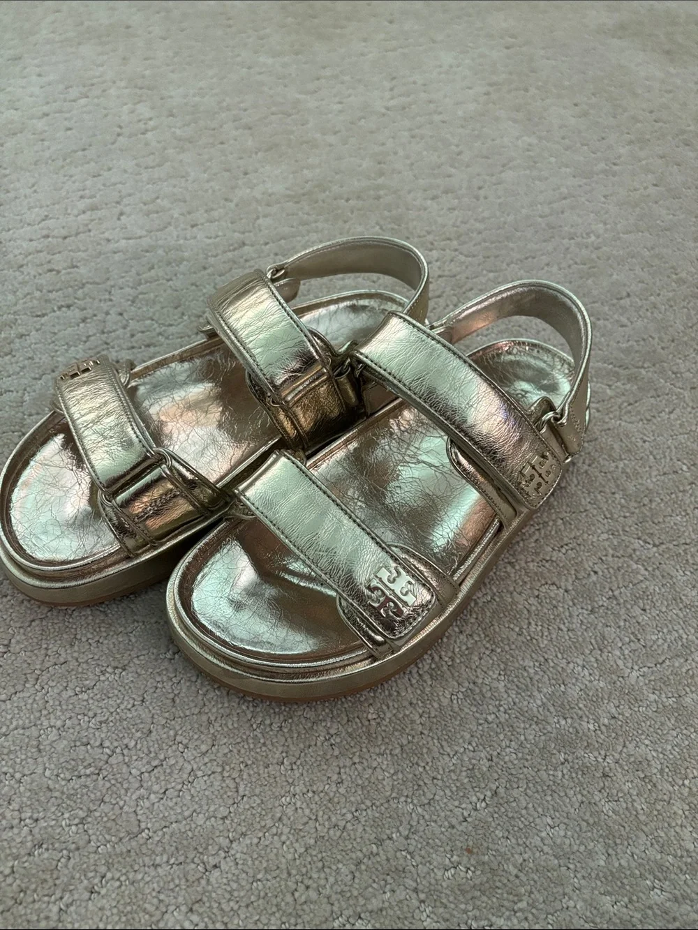Tory Burch Metallic Gold Kira Sport Sandals